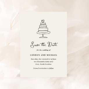 Handgetekende cake doodle moderne bruiloft save the date