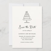 Handgetekende cake doodle moderne bruiloft save the date (Voorkant)