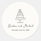 Handgetekende cake doodle moderne trouw ronde sticker (Voorkant)