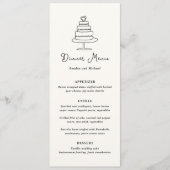Handgetekende cake doodle moderne trouwdag menu (Voorkant)