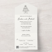 Handgetekende Cake Doodle QR Code Moderne Bruiloft All In One Uitnodiging (Binnen)