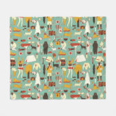 Handgetekende camping, retro naadloos patroon. fleece deken (Voorkant (Horizontaal))