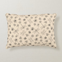 Handgetekende Cartoon Insectenpatroon Accent Kussen