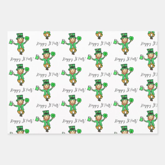 Handgetekende cartoon St Patrick's Day Inpakpapier Vel (Voorkant)