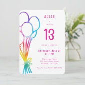 Handgetekende Casual Verjaardag Regenboogballon Ki Kaart (Staand voorkant)