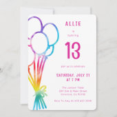 Handgetekende Casual Verjaardag Regenboogballon Ki Kaart (Voorkant)