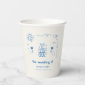 Handgetekende Champagne Franse Disco bruiloft Papieren Bekers (Achterkant)