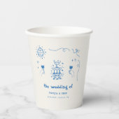 Handgetekende Champagne Franse Disco bruiloft Papieren Bekers (Voorkant)