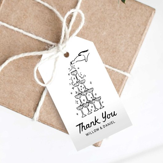 Handgetekende Champagne Toren Beste Dag Ooit Label Cadeaulabel