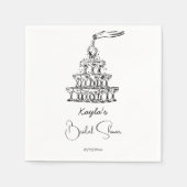 Handgetekende champagne toren minimalistische brui servet (Voorkant)