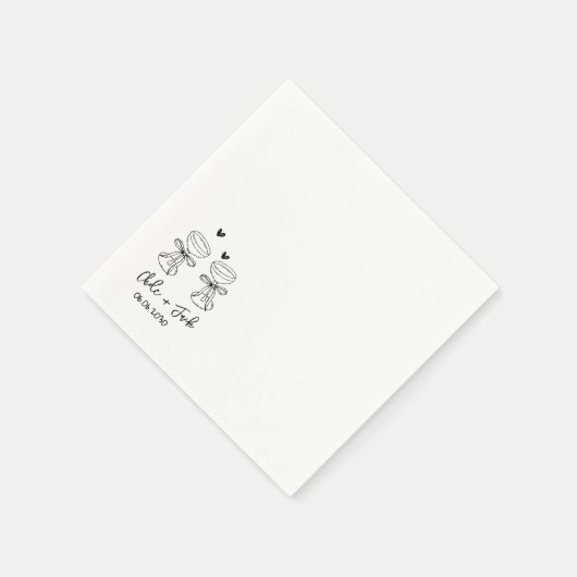 Handgetekende champagneglas-huwelijksservetten servet (Hoek)