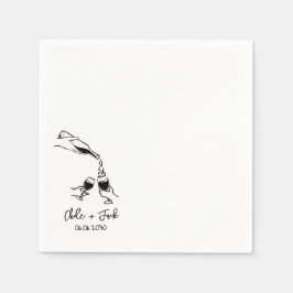 Handgetekende champagneglazen bruiloft servetten