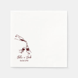 Handgetekende champagneglazen bruiloft servetten