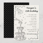 Handgetekende champagnetoren verjaardag kaart (Voorkant / Achterkant)