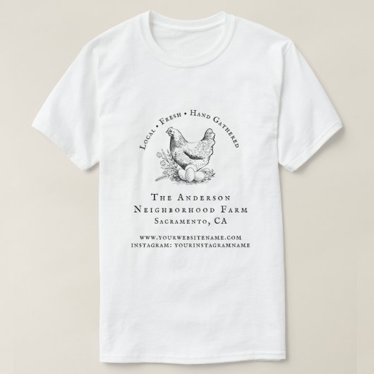 Handgetekende Chicken Script Family Boerderij Busi T-shirt (Design voorkant)
