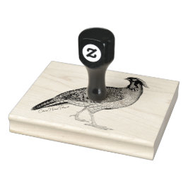 Handgetekende Chinese Horned Pheasant Wood Art Sta Rubberstempel