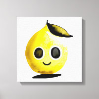 Handgetekende citroen emoji - stretched canvas pri