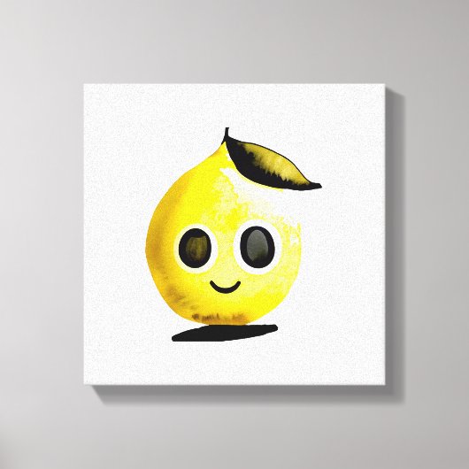 Handgetekende citroen emoji - stretched canvas pri afdruk (Voorkant)