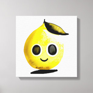 Handgetekende citroen emoji - stretched canvas pri afdruk