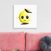 Handgetekende citroen emoji - stretched canvas pri afdruk (Insitu (Woonkamer))