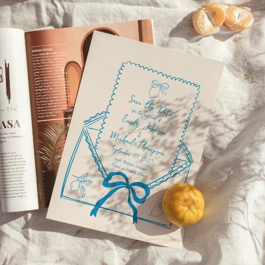 Handgetekende citroen Italiaanse Save the Date Kaart