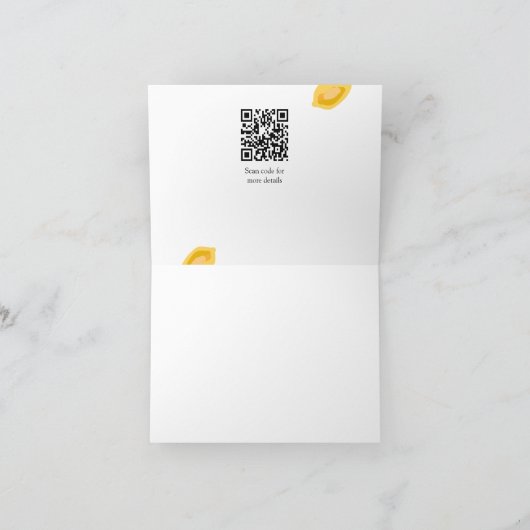 handgetekende citroenbladeren voeg QR bruidsdouche Bedankkaart (Binnen)
