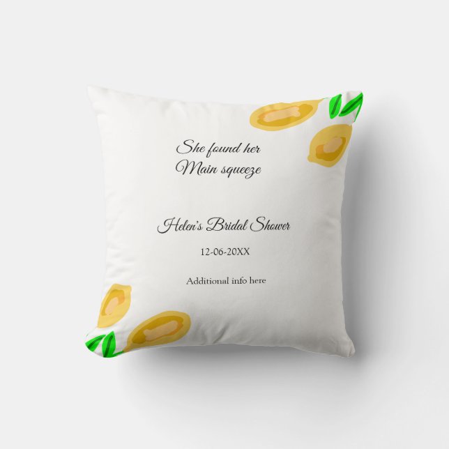 handgetekende citroenbladeren voeg QR bruidsdouche Kussen (Voorkant)