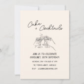 Handgetekende Cocktail Doodle 30e Verjaardagsfeest Kaart (Voorkant)