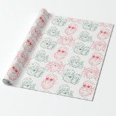 Handgetekende Coole Kerstman Cadeaupapier (Uitgerold)