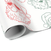 Handgetekende Coole Kerstman Cadeaupapier (Rol Hoek)