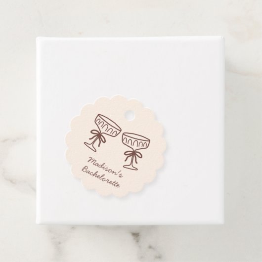 Handgetekende Coquette Espresso Martini Bacheloret Bedankjes Labels (In situ)