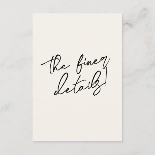 Handgetekende Coquette Trendy Romantisch Script Hu Informatiekaartje (Achterkant)