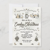 Handgetekende Cowboy Christmas Party Kaart (Voorkant)