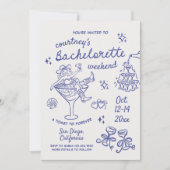 Handgetekende Cowgirl Bachelorette-weekend Kaart (Voorkant)