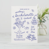 Handgetekende Cowgirl Bachelorette-weekend Kaart (Staand voorkant)