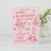 Handgetekende Cowgirl Bachelorette-weekend Kaart (Staand voorkant)