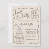 Handgetekende Cowgirl Country Vrijgezellenfeest Kaart (Voorkant)