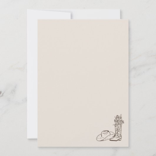 Handgetekende Cowgirl Country Vrijgezellenfeest Kaart (Achterkant)