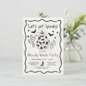 Handgetekende Cowgirl Howdy-ween Party Kaart (Staand voorkant)