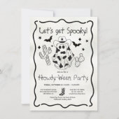 Handgetekende Cowgirl Howdy-ween Party Kaart (Voorkant)