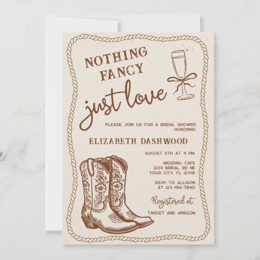 Handgetekende Cowgirl-laarzen houden gewoon van Vr Kaart (Voorkant)