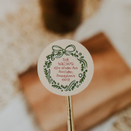 Handgetekende  Cream Christmas Envelope Seals Ronde Sticker