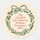 Handgetekende  Cream Christmas Envelope Seals Ronde Sticker (Voorkant)