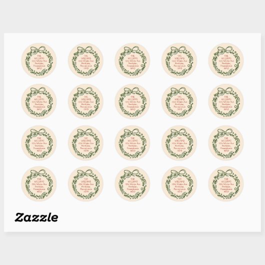 Handgetekende  Cream Christmas Envelope Seals Ronde Sticker (Vel)