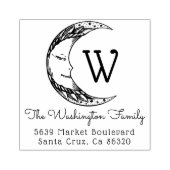 Handgetekende Crescent Moon familienaam retouradre Rubberstempel (Afrduk)