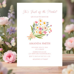 Handgetekende Cute Fresh Off the Market Bruiloftsb Kaart