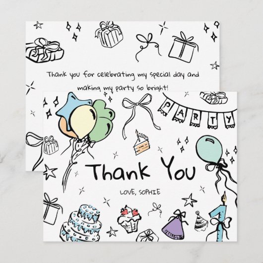 Handgetekende dankkaart bedankkaart (Voorkant / Achterkant)