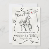 Handgetekende Derby Racehorse Modern Doodle party Kaart (Voorkant)