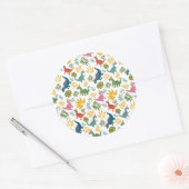 Handgetekende Dinosaurus Kind's Verjaardagsfeest Ronde Sticker (Envelop)