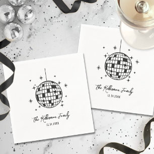 Handgetekende Disco Bal Nieuwjaar Servet